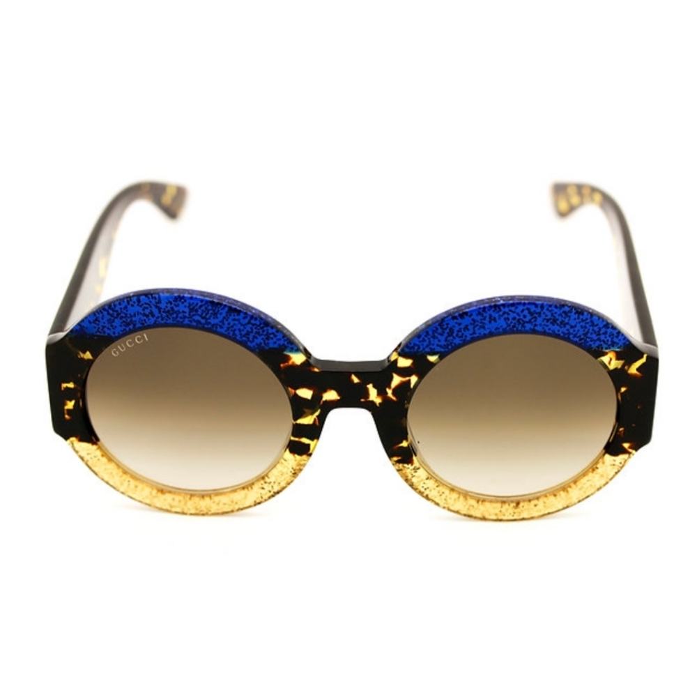 ‼️SOLD‼️New- Gucci Acetate Round Sunglasses Blue Havana Brown - Picture 4 of 16